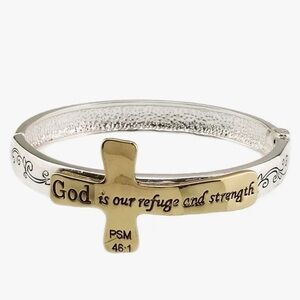 Gold and Silver Cross Bracelet with Psalm 46:1